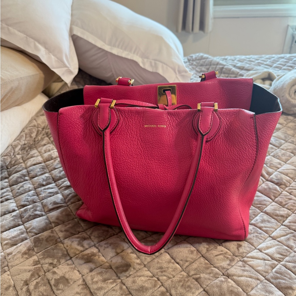 Michael Kors Collection Miranda  Pink Leather Tote Bag
